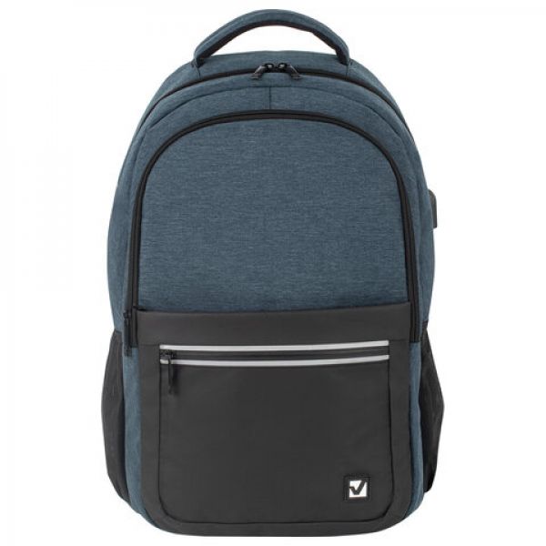 Рюкзак BRAUBERG URBAN с отделением для ноутбука, USB-порт, "Denver", синий, 46х30х16 см, 229893