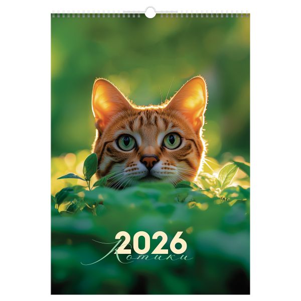 Календарь настенный перекидной на гребне, 340*480 мм 6л. BG "Коты", 2026г. 381923