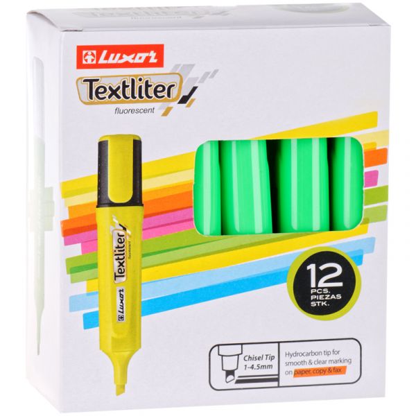Текстовыделитель Luxor "Textliter" зеленый, 1-4,5мм 4012 T