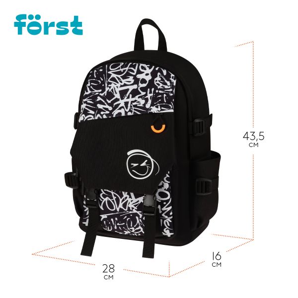 Рюкзак Först F-City "Street Beat" 43,5*28*16см, уплотненная спинка FT-RT-192502