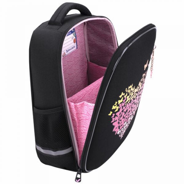 Ранец BRAUBERG LIGHT, 1 отделение, с брелоком, "Shining heart", 36х26х13 см, 272029