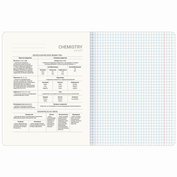 Тетрадь предметная VINTAGE 48 л., SoftTouch, ХИМИЯ, клетка, подсказ, BRAUBERG, 405159