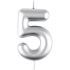 Свеча для торта с держателем MESHU "Цифра 5", 6см, серебряная, блистер MS_59778
