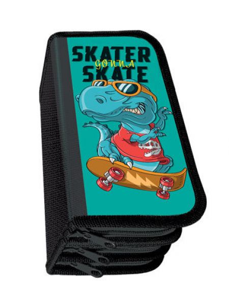 Пенал б/наполн. 3молнии 190*105мм Skater /большой ПО-11 Пчелка
