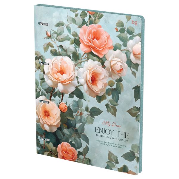 Тетрадь на кольцах А4, 120л., BG "Розы", картон, матовая ламинация ТК4к120_лм 57846