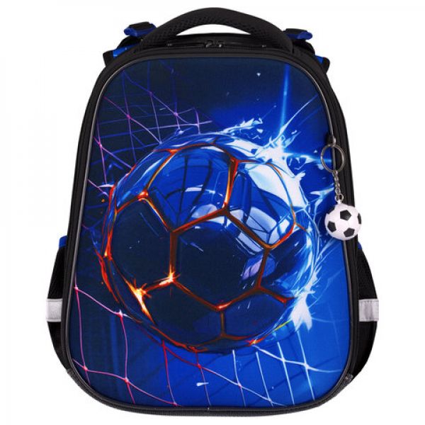 Ранец BRAUBERG PREMIUM, 2 отделения, с брелоком, "Score goal", 3D-панель, 38х29х16 см, 273102