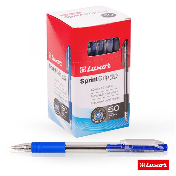 Ручка шариковая автоматическая Luxor "Sprint" синяя, 1,0мм, грип 1242/50 BOX