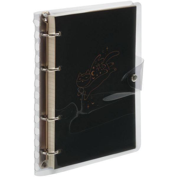Тетрадь на кольцах 120л., А5, клетка MESHU "Black cat", с пластиковой обложкой MS_50660