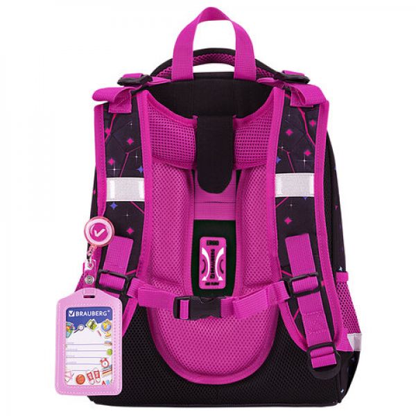 Ранец BRAUBERG PREMIUM, 2 отделения, с брелоком, "Pink lava", 38х29х16 см, 273097