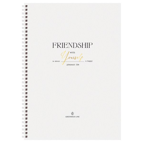 Тетрадь 80л., А4, клетка на гребне GreenwichLine "Friendship", матовая ламинация, тиснение фольгой,