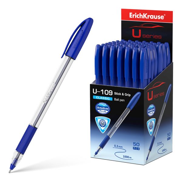 Ручка шар Ultra Glide Technolody U-109 Classic Stick&Grip 1,0мм синяя /резиновый грип 47574 Erich Kr