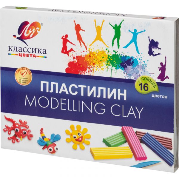 Пластилин 16цв 320г Классика+стек 20С1329-08 Луч