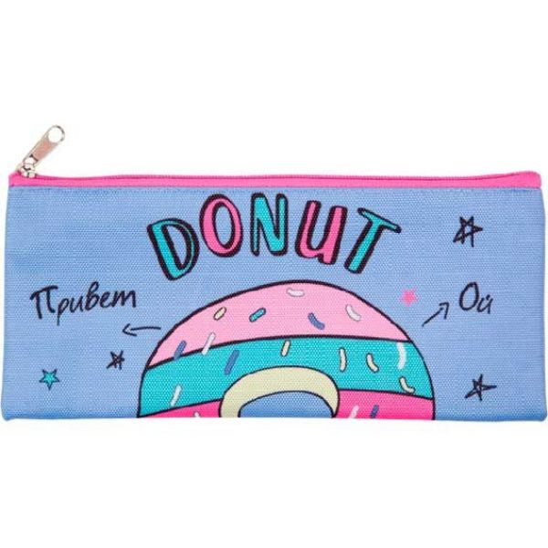 Пенал-плоcкий на молнии 21*9*1см "Donut", текстиль 7024325 Attomex