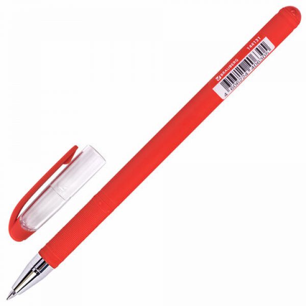 Ручка гелевая BRAUBERG Profi-Gel SOFT, КРАСНАЯ, линия письма 0,4 мм, SOFT-TOUCH, 144131
