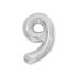Воздушный шар, 40", MESHU,  цифра 9, серебро, фольгированный MS_51233
