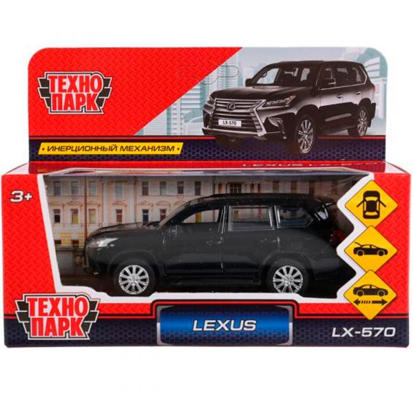 Машина металл Lexus LX-570, LX570-BK 12 см, (откр дв, багаж,черный) инерц, в коробке