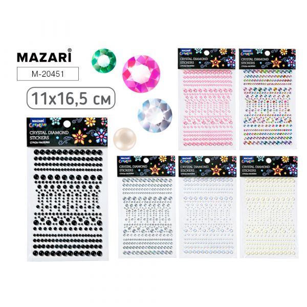 Стразы-наклейки пластиковые, 11*16.5 см, M-20451 Mazari