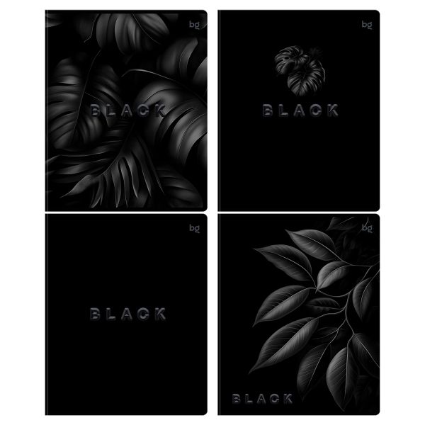 Тетрадь 48л., А5, клетка BG "Just Black", soft-touch ламинация, выб.лак Т5ск48_лс_вл 08500