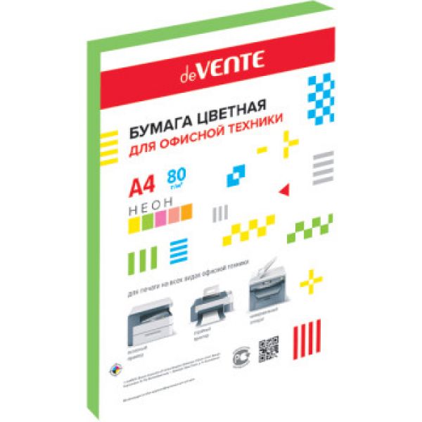 Бумага А4  80г/мкв 100л "deVENTE" неон зеленый 2072606 deVENTE