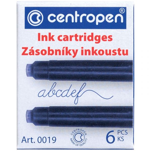 Картриджи чернильные Centropen синие, 6шт., картонная коробка 1 0019 0601
