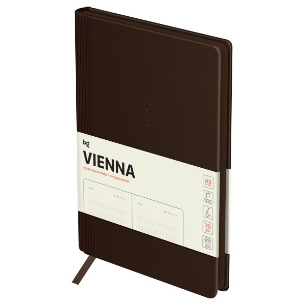 Ежедневник недатированный, А5, 136л., мягкий переплет, кожзам, BG "Vienna. Dark brown", DuA5_61260