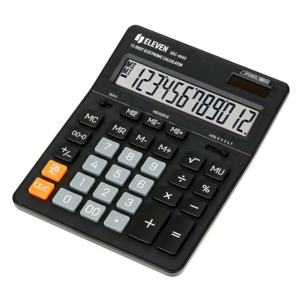 Калькулятор настольный Eleven SDC-444S, 12 разрядов, двойное питание, 155*205*36мм, черный SDC-444S