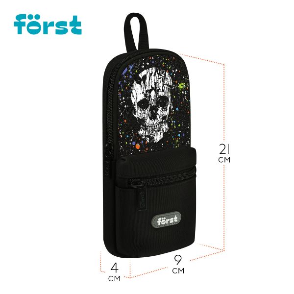 Пенал мягкий 1 отделение, 1 карман, 210*90*40 Först "Skull", текстиль FT-PM-090501
