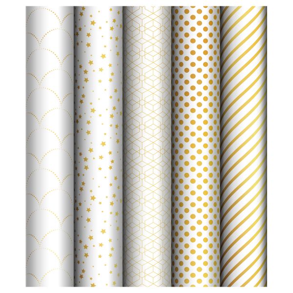 Упаковочная бумага глянц. 70*100см, MESHU "Pattern on white", 80г/м2, ассорти 5 дизайнов MS_53492