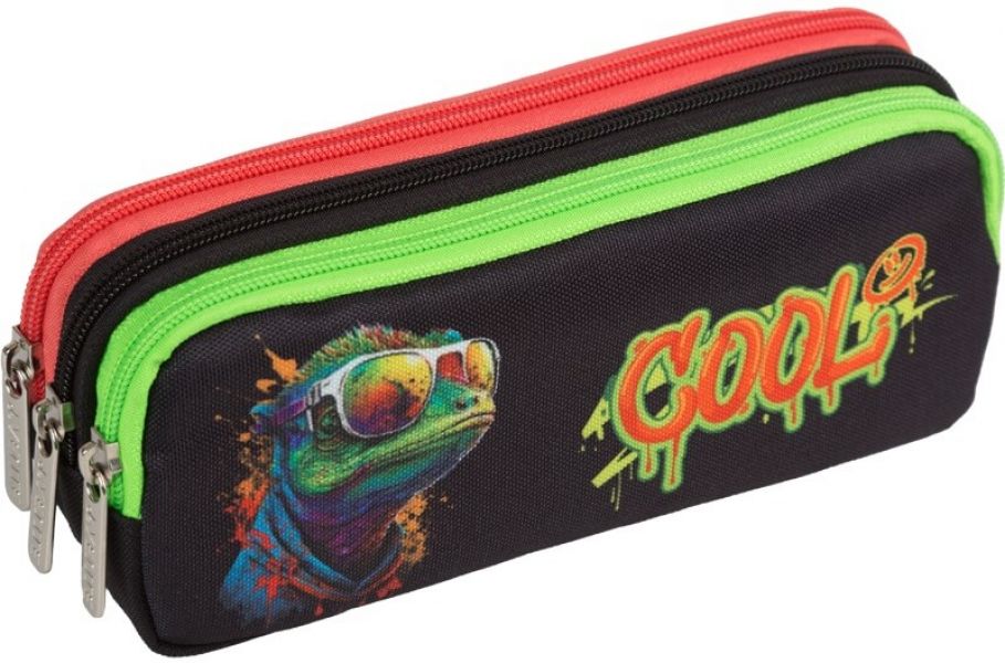 Пенал-прямоугольный 21*8,5*5,5см "Cool Lizard", 3отд. молнии, полиэстер 7023537 deVENTE