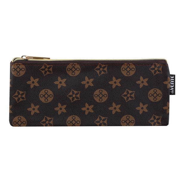 Пенал-плоский на молнии 21,5*9*1см "Monogram" /иск.кожа /коричневый 7024445 deVENTE