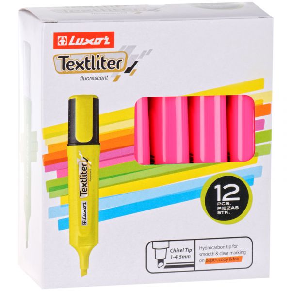 Текстовыделитель Luxor "Textliter" розовый, 1-4,5мм 4014 T