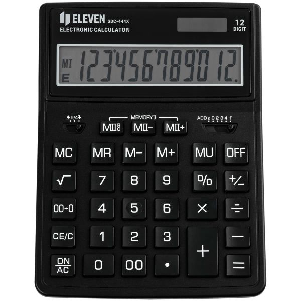 Калькулятор настольный Eleven SDC-444X-BK, 12 разрядов, 155*204*33мм, черный SDC-444X-BK