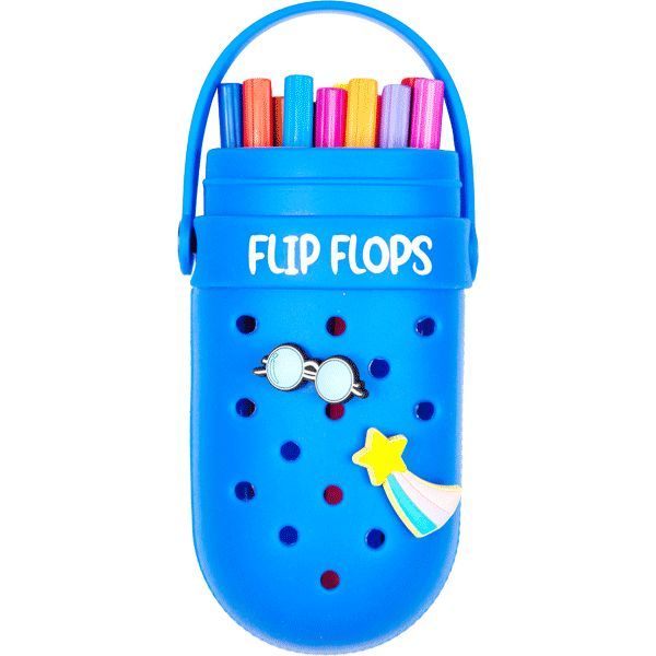 Пенал фигурный 20*8*4см "Flip Flops", EVA, с крышкой и ручкой/с отверстиями д/значков /синий 7027209