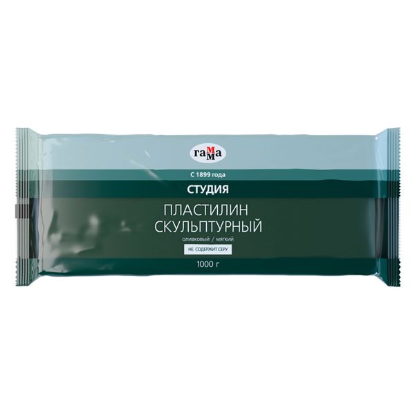 Пластилин скульптурный 1000гр. "Студия" оливковый мягкий 2.80.Е100.004 Гамма {Россия}