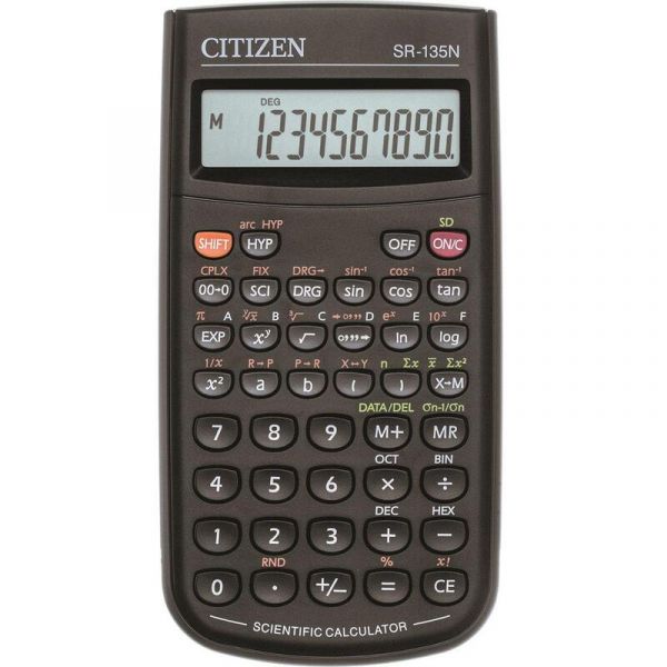 Калькулятор научный Citizen SR-135N, 8+2 разрядов, 128 функций, питание от батарейки, 84*154*19мм, ч
