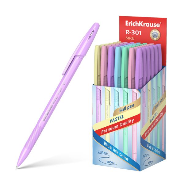 Ручка шар R-301 Pastel Stick 0,7мм синяя NEW 55387 Erich Krause