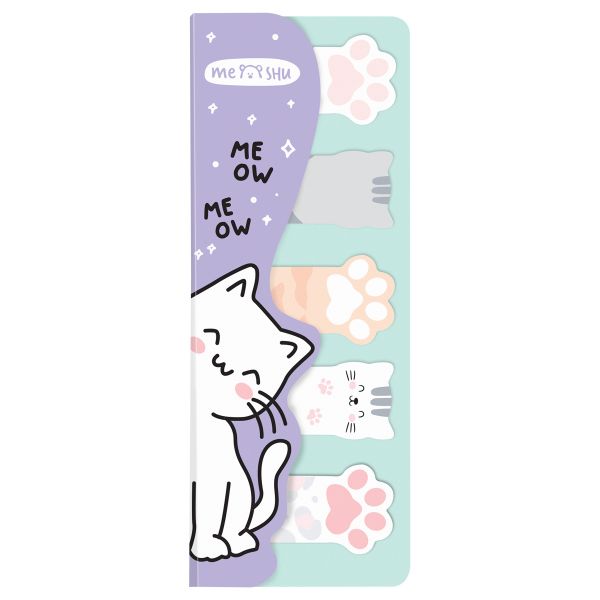 Флажки-закладкиMESHU "Meow paw", 20л*5 цветов, европодвес MS_54265