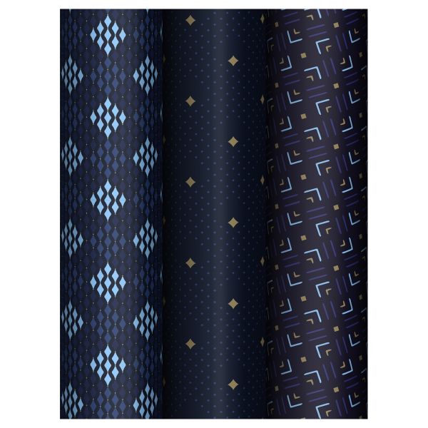 Упаковочная бумага глянц. 70*100см, MESHU "Strict pattern", 80 г/м2, ассорти, 3 дизайна MS_62825