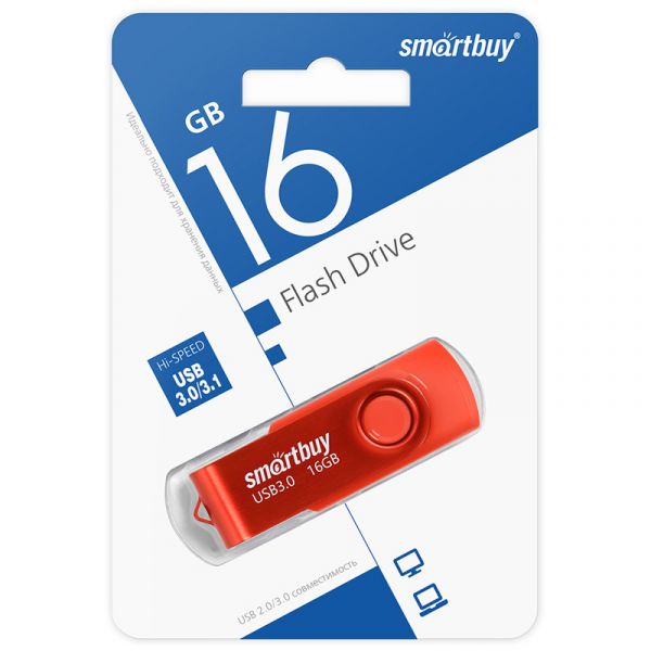 Память Smart Buy "Twist"  16GB, USB 3.0 Flash Drive, красный SB016GB3TWR