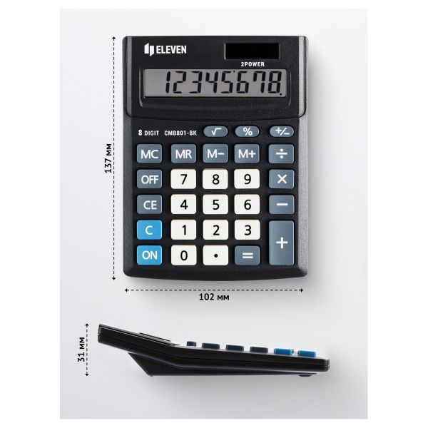 Калькулятор настольный Eleven Business Line CMB801-BK, 8 разрядов, двойное питание,черный CMB801-BK