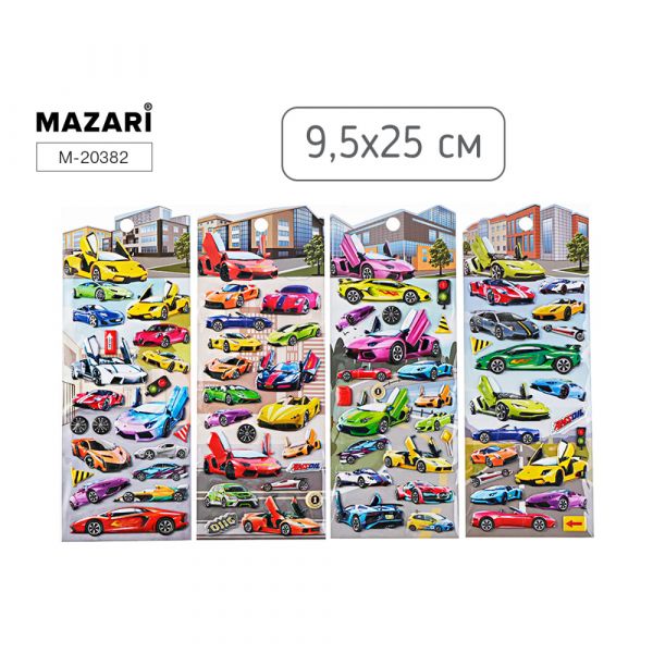 Наклейки декоративные МАШИНКИ, 9.5*25 см, M-20382 Mazari