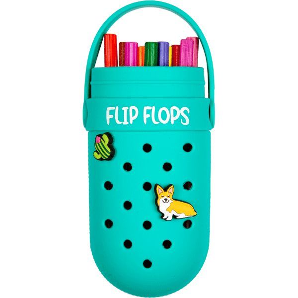 Пенал фигурный 20*8*4см "Flip Flops", EVA, с крышкой и ручкой/с отверстиями д/значков /бирюзовый 702