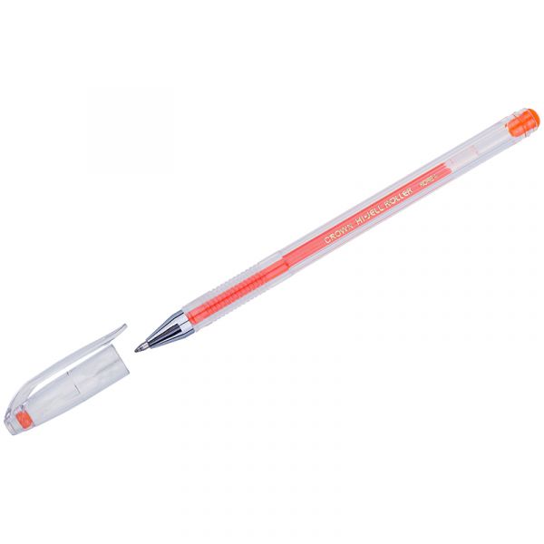 Ручка гелевая Crown "Hi-Jell Color" оранжевая, 0,7мм HJR-500HB