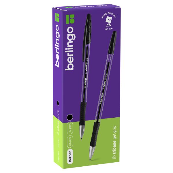 Ручка гелевая Berlingo "Tribase Gel grip" черная, 0,5мм, грип CGp_05022
