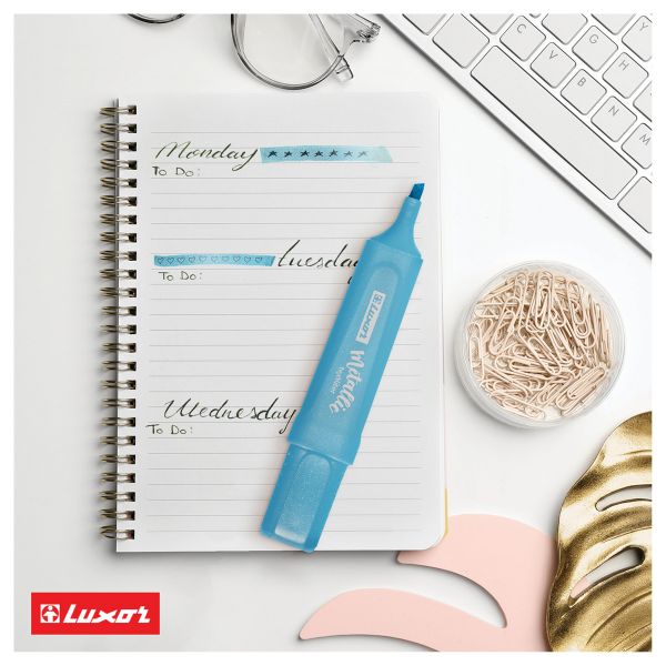 Текстовыделитель Luxor "Textliter Metallic" голубой, 1-5мм. 4015M