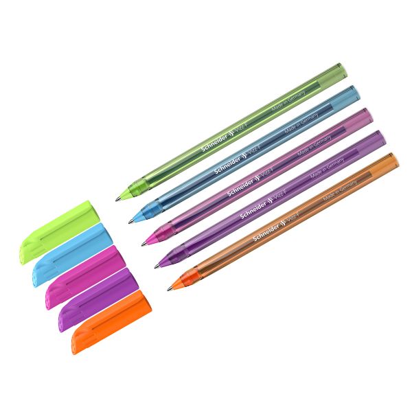 Ручка шариковая Schneider "Vizz F Neon" синяя, 0,8мм, прозрачный корпус неон ассорти 102130