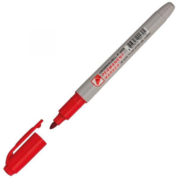 Маркер перманентный Crown "Multi Marker Slim" красный, пулевидный, 2мм P-505