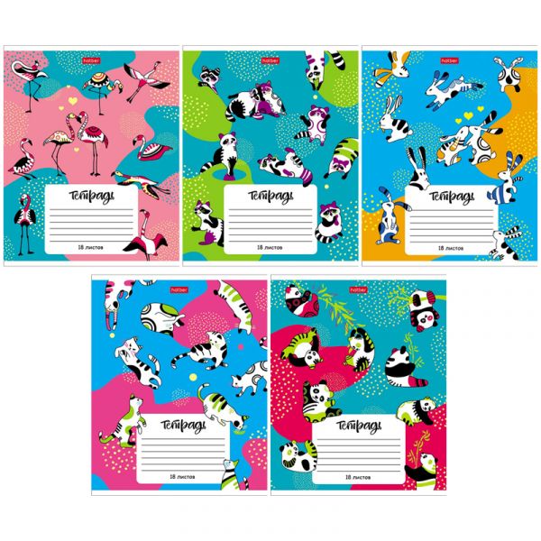 Тетрадь  18л клетка "Animal pattern"  5видов 18Т5В1 Хатбер