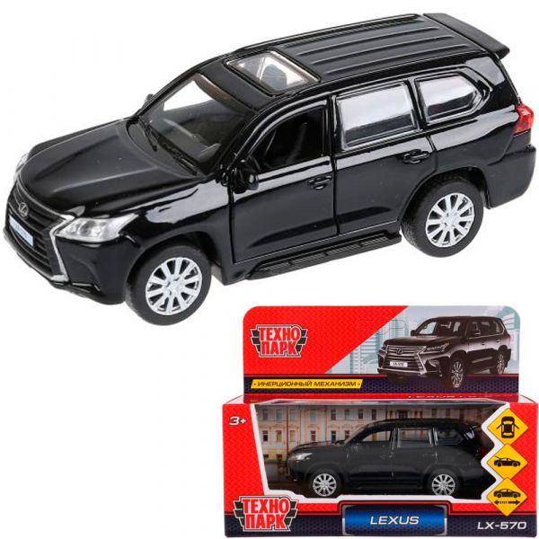 Машина металл Lexus LX-570, LX570-BK 12 см, (откр дв, багаж,черный) инерц, в коробке