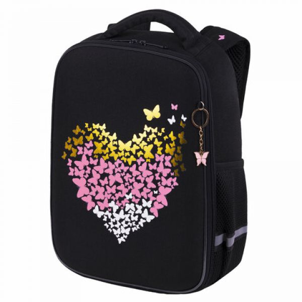 Ранец BRAUBERG LIGHT, 1 отделение, с брелоком, "Shining heart", 36х26х13 см, 272029